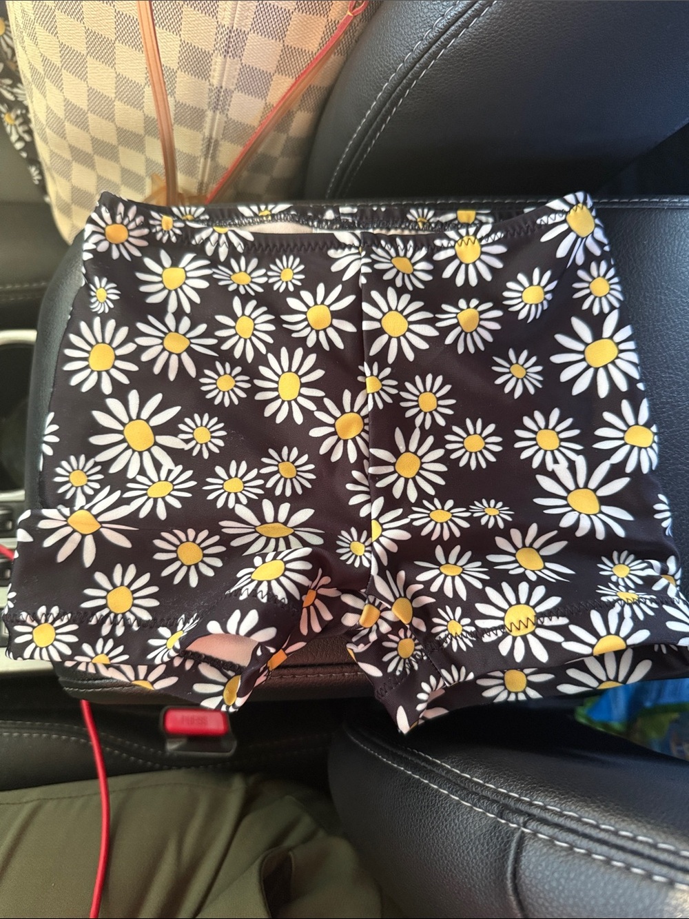 Tea Collection Black Daisy Print Girls Swim Shorts bikini 3T new